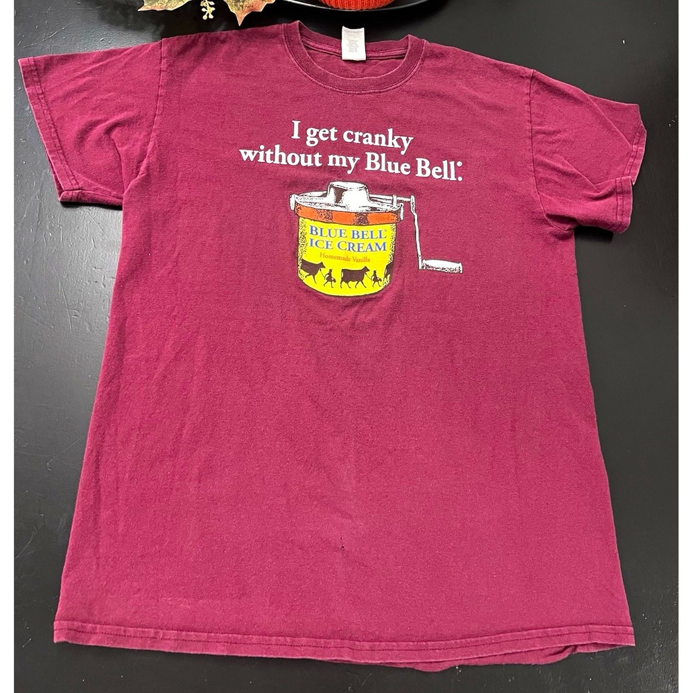 Gildan Heavy Vintage Blue Bell Ice Cream Cranky Graphic Crew Neck Tee Shirt Sz M